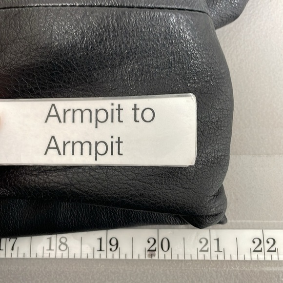 BCBGMAXAZRIA Jacket Women's 12 Black Leather Collar Buttons Pockets Blazer - Picture 14 of 17